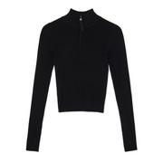 Swetry damskie - Cropp - Czarny sweter z rozpinaną stójką - Czarny - miniaturka - grafika 1