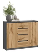 Komody - KOMODA 120CM 2 DRZWI 4 SZUFLADY ANTRACYT DĄB WOTAN - miniaturka - grafika 1