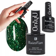 Lakiery do paznokci - Ciemny Zielony Hybrydowy Lakier Do Paznokci Z Brokatem Lakier Uv/L135 - miniaturka - grafika 1