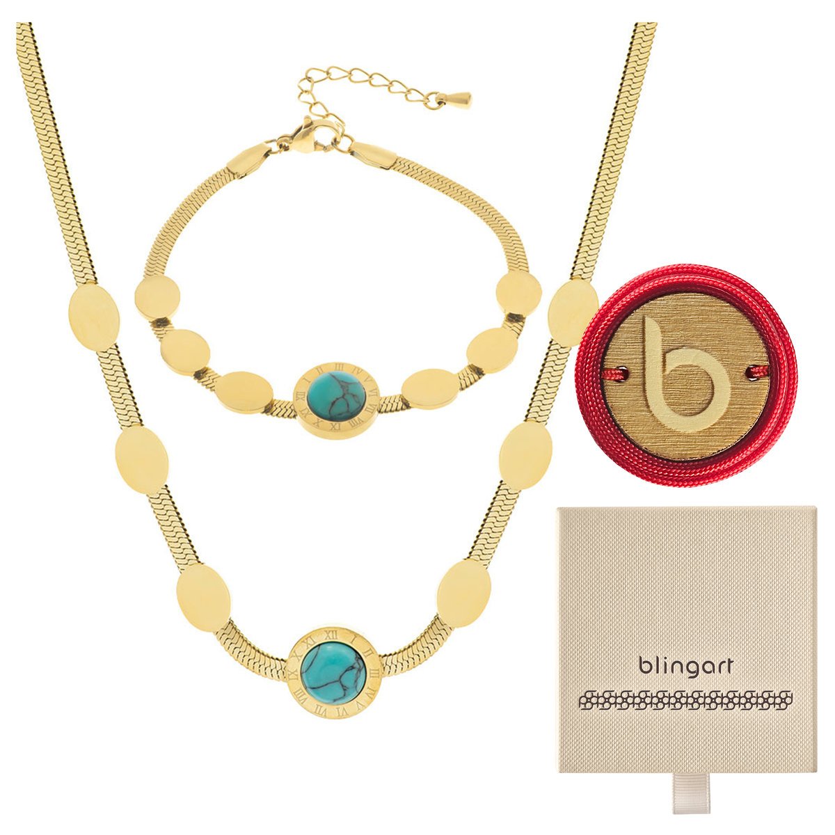 Komplet biżuterii naszyjnik bransoletka TURKUS ŻMI