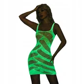 Komplety bielizny - Bodystocking ŚWIECĄCE CIEMNOŚCI Siateczka SUKIENKA Kombinezon na IMPREZĘ - miniaturka - grafika 1