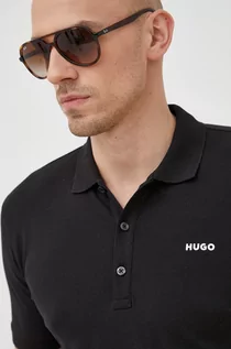 Koszulki męskie - Hugo HUGO polo męski kolor czarny gładki - Hugo - grafika 1