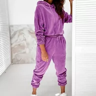 Komplety damskie - Welurowy komplet dresowy - Fioletowy XXL - miniaturka - grafika 1