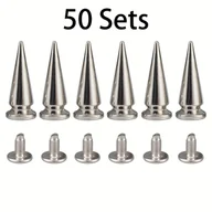 Rękodzieło - TEMU 50 zestawów 26 mm złote kolorowe metaliczne kolce i kolce 1" metalowe kulki stożkowe kolce śrubowe z tyłu duże punktowe kolce i kolce do odzieży - miniaturka - grafika 1