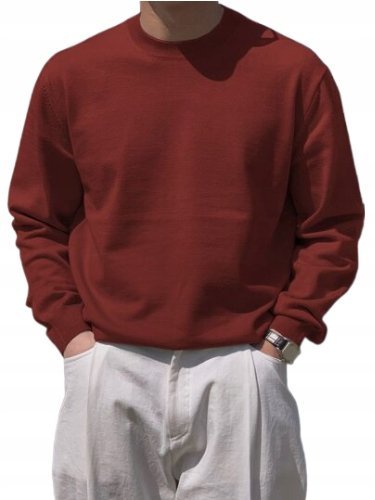 SHEIN SWETER MĘSKI BORDOWY BASIC CASUAL XL ŁŁC