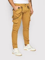 Spodnie męskie - Alpha Industries Spodnie materiałowe Utility 128202 Brązowy Slim Fit - miniaturka - grafika 1