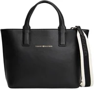 Torebki damskie - Tommy Hilfiger Damska koszulka TH LOGOTAPE MINI TOTE AW0AW17448 Tote, czarna (czarna), OS, czarny (czarny), One Size - miniaturka - grafika 1