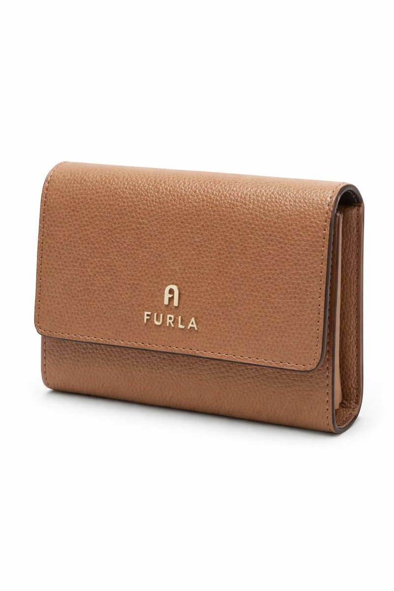 FURLA BRĄZOWY SKÓRZANY PORTFEL Z MIEJSCEM NA BILON 13x11x3,5 1I3A