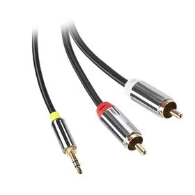 Kabel GoGEN 3,5mm stereo, 2x CINCH,1,5m, złącza pozłacane (GOGCINJACK150FM01) Czarny - Kable - miniaturka - grafika 1