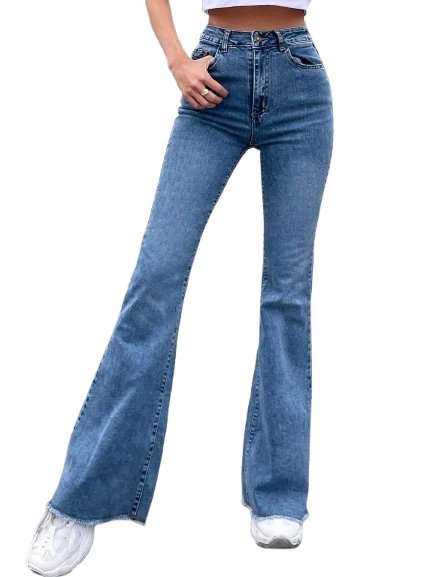 SHEIN JEANSY DZWONY GŁADKIE NIEBIESKIE 36 1KA