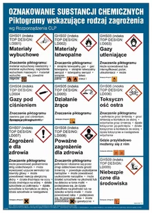 Wykaz oznakowań chemicznych 250X353 PIKTOGRAMY ZAGROŻENIA - DUŻA NAKLEJKA LIBRES POLSKA SP - Akcesoria BHP - miniaturka - grafika 1