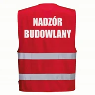 Odzież robocza - Kamizelka odblaskowa PORTWEST F474 Czerwony L/XL nadruk NADZÓR BUDOWLANY - miniaturka - grafika 1