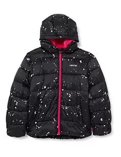 Levi's Kids Dziewczęce Lvg Box Fit AOP Puffer Heavy Weight Odzież wierzchnia, Czarny, 12 lat - Kurtki i płaszcze dla dziewczynek - miniaturka - grafika 1