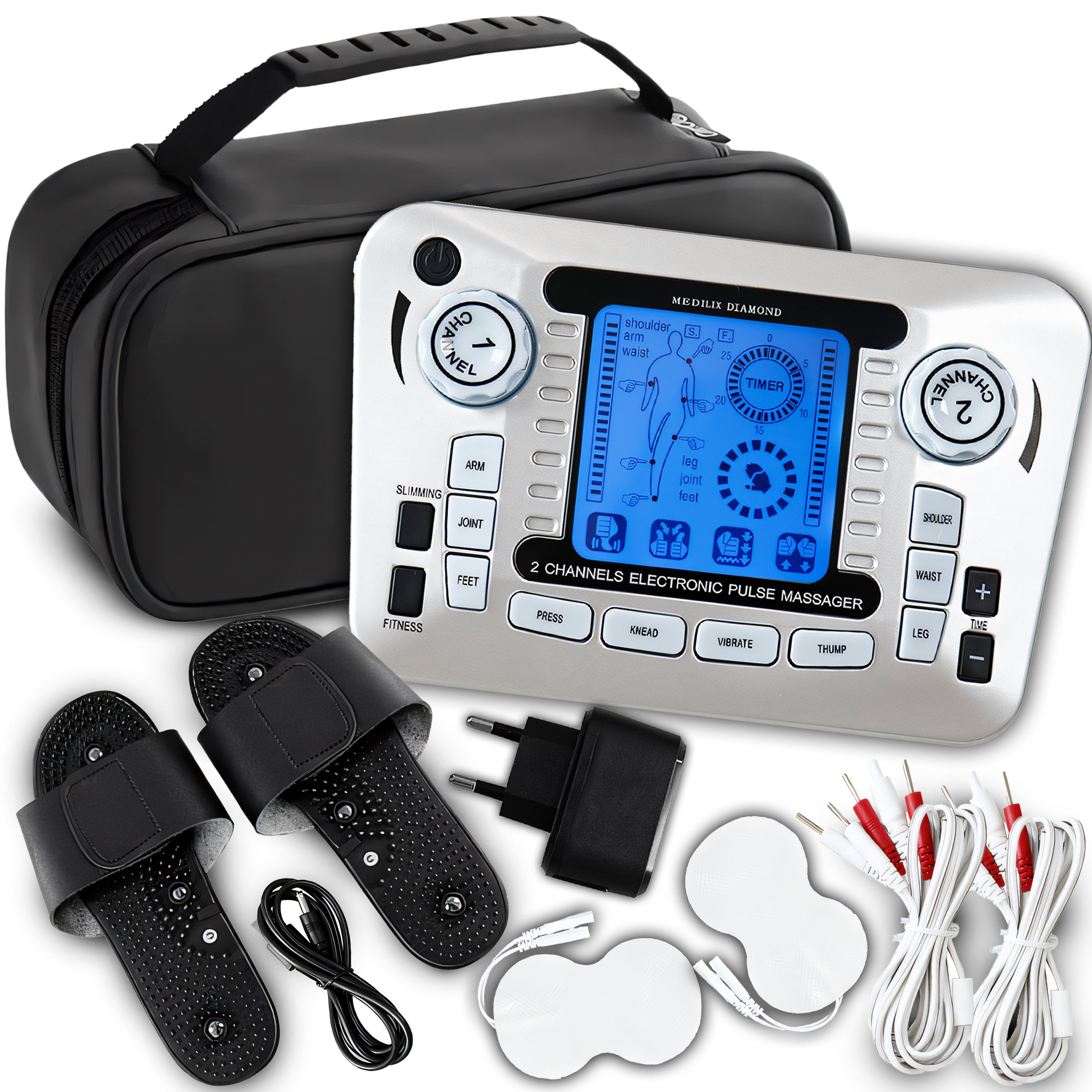 Stymulator mięśni Urządzenie TENS z 12 trybami Urządzenie do stymulacji prądem EMS Akumulator Dwukanałowe urządzenie TENS Urządzenie do masażu impulsowego Retoo