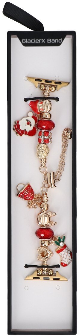 GlacierX bransoleta do smartwatcha Slider Clasp Winter Charm Bracelet Christmas Red do Apple Watch 38/40/41mm Złota