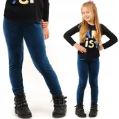 Legginsy - Legginsy dziewczęce Welurowe Elastyczne Spodnie Getry Welur Morskie 158 - miniaturka - grafika 1