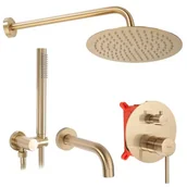 Zestawy prysznicowe - Rea Zestaw wannowo-prysznicowy podtynkowy Rea Lungo złoty szczotkowany+ BOX - miniaturka - grafika 1