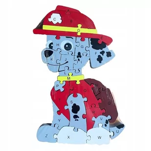 Drewniane Puzzle Pies Strażak Układanka Puzzle  Literki Cyfry 3D 2W1 - Puzzle - miniaturka - grafika 1