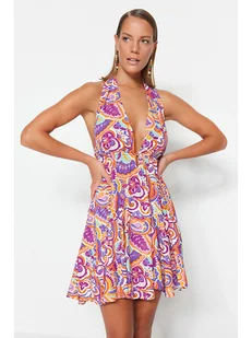 trendyol Sukienka w kolorze fioletowo-pomarańczowym - Sukienki - miniaturka - grafika 1
