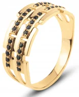 Pierścionki - ZŁOTY PIERŚCIONEK Z CZARNYMI KAMIENIAMI GIOCHI 585 - miniaturka - grafika 1