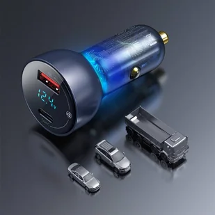 Baseus ładowarka samochodowa USB / USB Typ C 65 W 5 A SCP Quick Charge 4.0+ Power Delivery 3.0 ekran LCD + kabel USB Typ C - USB Typ C szary (TZCCKX-0G) - Ładowarki samochodowe - miniaturka - grafika 21