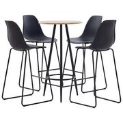 Stoły z krzesłami - vidaXL 5-częściowy zestaw mebli barowych, plastik, czarny - miniaturka - grafika 1