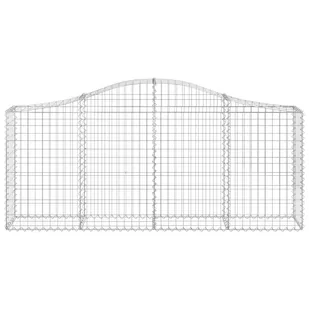 VIDAXL Łukowaty kosz gabionowy, 200x30x80/100 cm, galwanizowane żelazo - Ogrodzenia - miniaturka - grafika 4