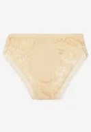 Majtki damskie - Jasnobeżowe Majtki Figi z Koronką z Elastycznej Bawełny Blomika - miniaturka - grafika 1