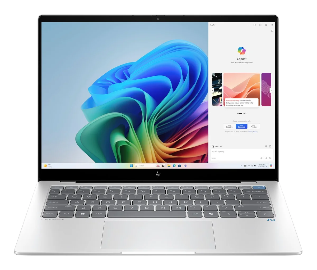 HP OmniBook X Copilot+ 14-fe1003dx / A9FF7UA / Snapdragon X1P-42-100 / 16GB / 1TB / 2,2k / Dotyk / Win 11 / Srebrny A9FF7UA_16GB_1000SSD_W11