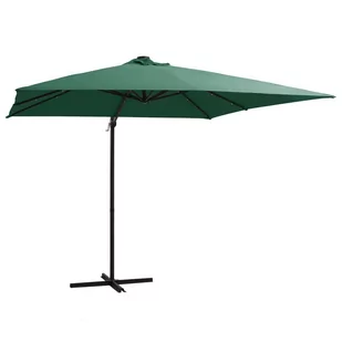 vidaXL Parasol wiszący z LED i stalowym słupkiem 250x250 cm zielony  46993 - Parasole ogrodowe - miniaturka - grafika 1