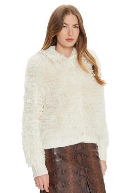 TWINSET SWETER DAMSKI ECRU OZDOBNY Z GŁADKIM WYKOŃCZENIEM M I1D