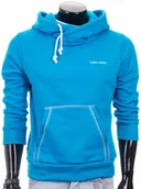 Bluzy męskie - Niebieska bluza męska z kapturem ''Simone'' od Carlo Lamon - miniaturka - grafika 1