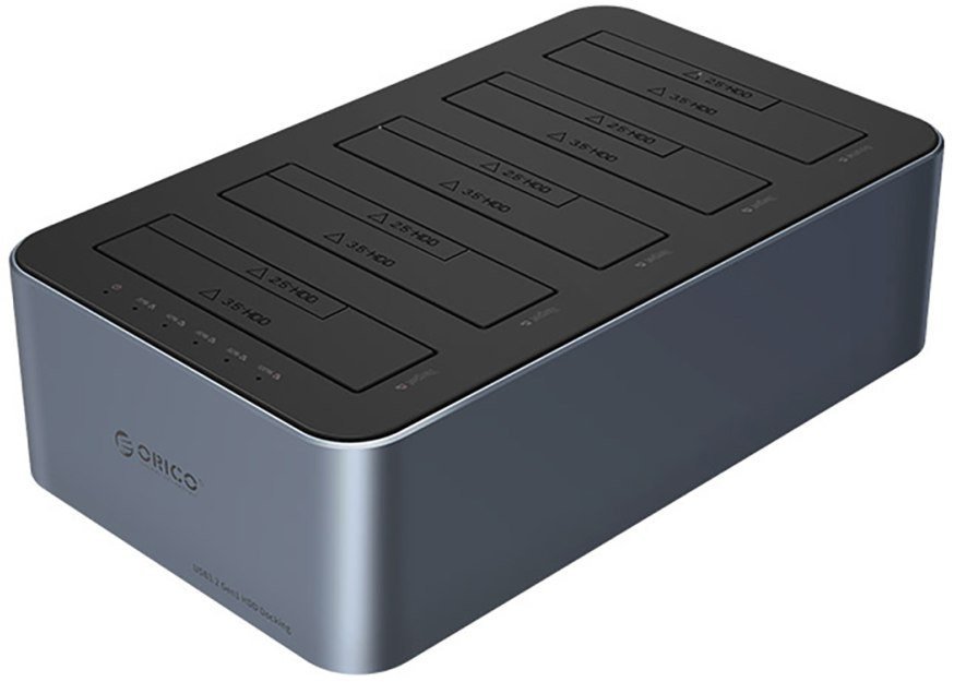 Stacja dokująca 6656C3-C z klonowaniem offline na 5 dysków 2.5'' / 3.5'' SATA HDD / SSD - szara ORICO 1027681