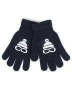 Rękawiczki dla dzieci - Rękawiczki Chłopięce Pięciopalczaste Z Odblaskiem Czarne Z Goglami 14 Cm - miniaturka - grafika 1