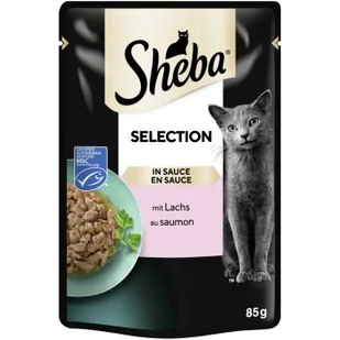 Sheba Selection w sosie 28 x 85 g Łosoś - Mokra karma dla kotów - miniaturka - grafika 1