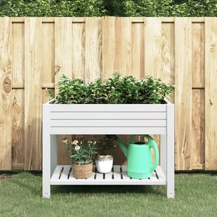 vidaXL Donica do podwyższonej rabaty, biała, 110x45x79 cm, PP - Pozostałe narzędzia ogrodowe - miniaturka - grafika 1