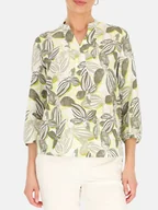 Bluzki damskie - Gerry Weber Lniana bluzka w kolorze oliwkowo-białym - miniaturka - grafika 1