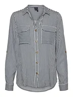 Bluzki damskie - VERO MODA Damska koszulka Vmbumpy L/S New Noos bluzka, Snow White/Stripes:India Ink, XL - miniaturka - grafika 1