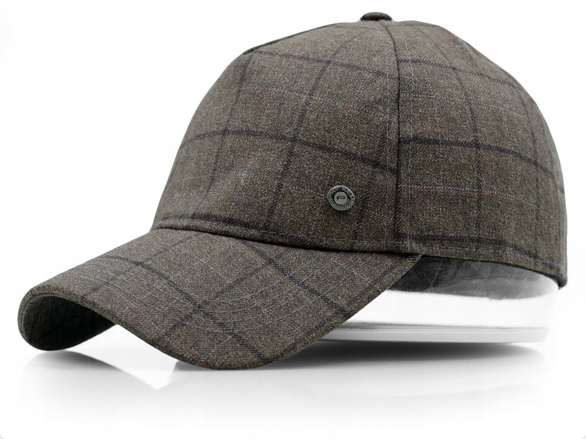 Czapka Z Daszkiem Bejsbolówka Brązowa W Elegancką Kratę Pako Jeans