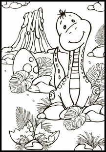 Kolorowanka w formie plakatu dla dzieci, z piękną grafiką, słodki dinozaur, format 50x70 cm - Kolorowanki, wyklejanki - miniaturka - grafika 1