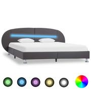 Łóżka - vidaXL Rama łóżka z LED, szara, sztuczna skóra, 180 x 200 cm - miniaturka - grafika 1