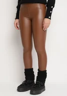 Legginsy - Brązowe Ocieplane Legginsy z Wysokim Stanem Koradi - miniaturka - grafika 1