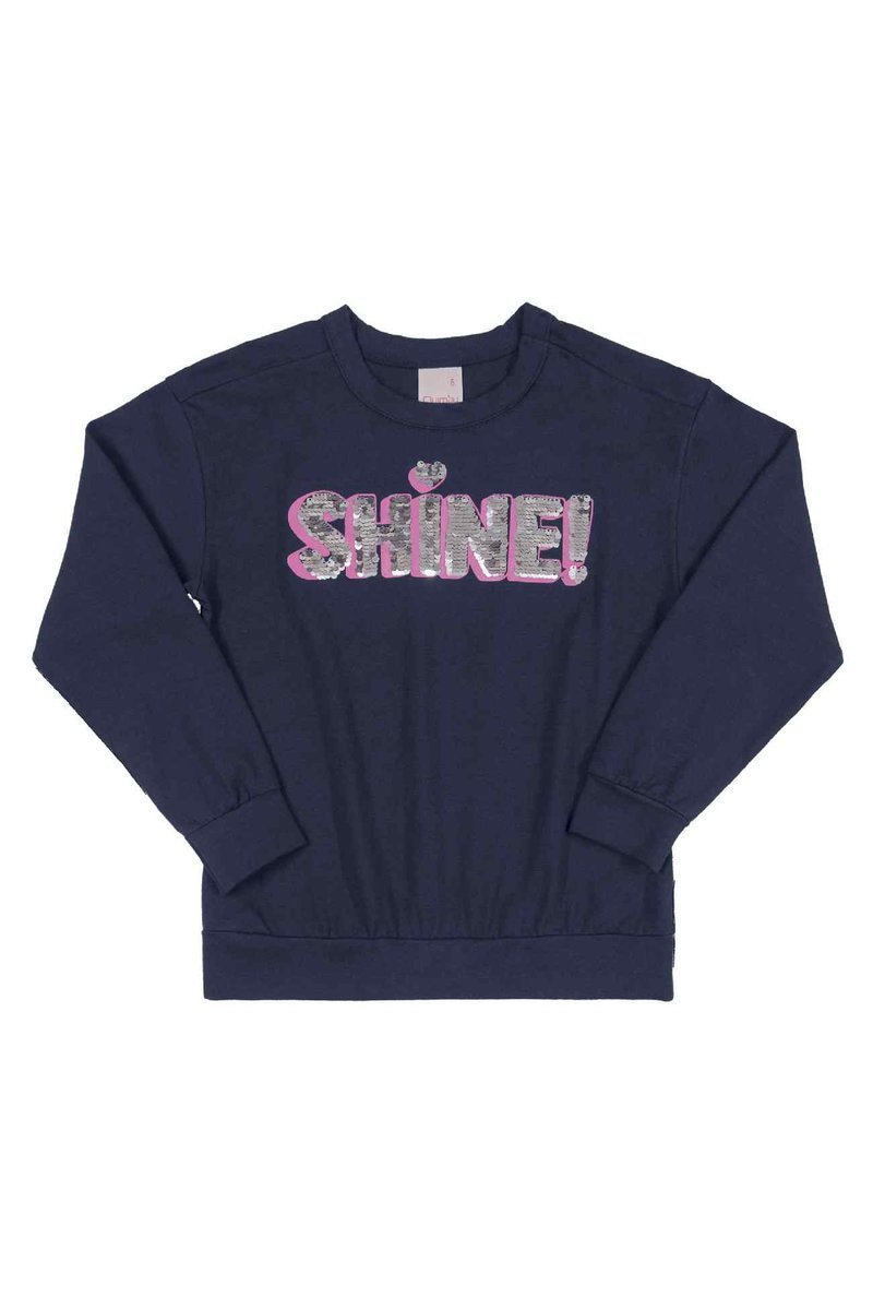 Bluzka dziewczęca z długim rękawem, granatowa, Quimby r.116