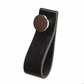 Zawiasy, okucia i inne akcesoria - Uchwyt meblowy Loop 80 Skórzany Czarny ze Srebrnym Polerowanym - miniaturka - grafika 1