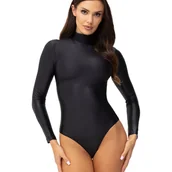 Odzież ciążowa - Gatta Body Golf z kolekcji Black Brillant - body z długim rękawem, delikatnym golfem, kobiece, eleganckie, wygodne, oddychające, czarne, subtelnie b.. - miniaturka - grafika 1