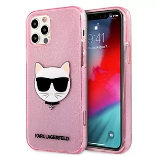 Karl Lagerfeld Choupette Head Glitter - Etui iPhone 12 / iPhone 12 Pro (Pink) - Etui i futerały do telefonów - miniaturka - grafika 2