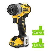 Wiertarko-wkrętarki akumulatorowe - DeWalt wkrętarka akumulatorowa, 12V Li-Ion 2x2,0Ah, DCF601D2-QW - miniaturka - grafika 1