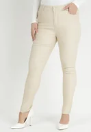 Spodnie damskie - Jasnobeżowe Spodnie Skinny Push Up Zami - miniaturka - grafika 1