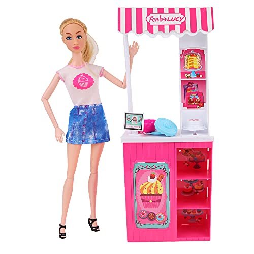 MELODY - Lalka Sprzedawczyni Cukierni - Melody City - Lalka Manekin - 070063 - Różowa - Plastik - Figurka - Lalka - Zabawka Dziecięca - Urodziny - Kiosk - Od 3 lat