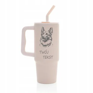 Kubek termiczny 900 ml PIES OWCZAREK personalizacja z grawerem różowy - Kubki termiczne - miniaturka - grafika 1